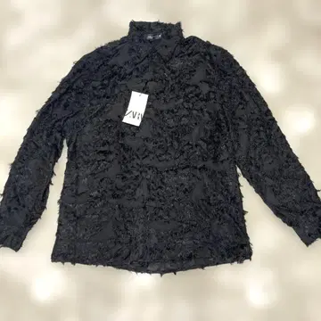 ZARA 남성용 디자인 셔츠 긴팔 블랙 미사용 새상품 M