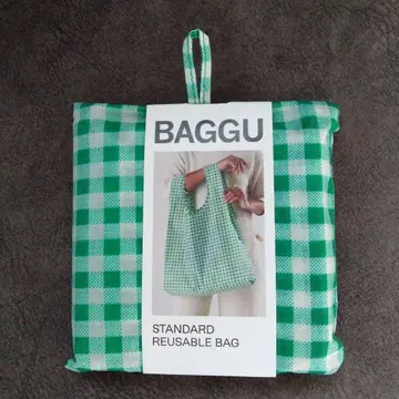 [ 새상품 ] BAGGU 스탠다드 에코백 / 그린 깅엄