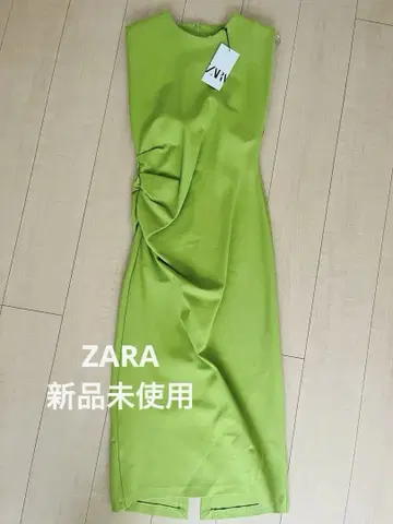 [ 미사용 새상품 ] ZARA 슬리브리스 라임 그린 롱 드레스