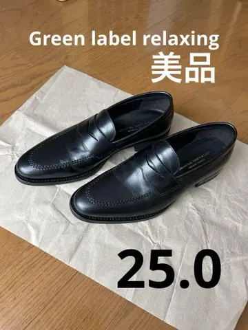 새상품급 유나이티드 애로우즈 그린 라벨 블랙 가죽 로퍼 25.0
