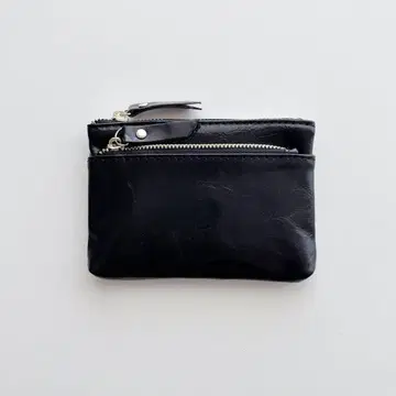 천연 가죽 카드 지갑 미니 지갑 블랙