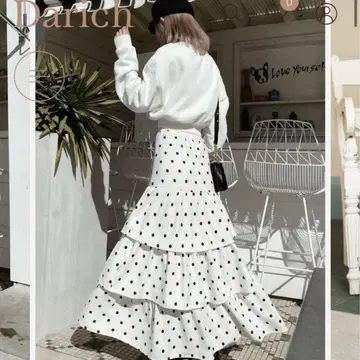 Darich 다리치 티어드 롱 스커트 물방울 패턴 F 프릴 스커트