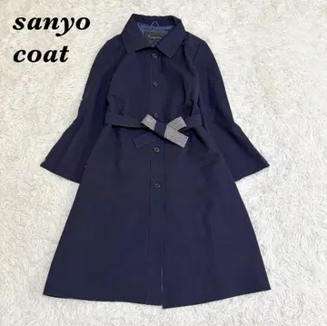 새상품급 SANYO COAT 롱 기장 코트 트렌치 네이비 9