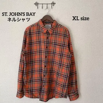 ST. JOHN'S BAY XL 오렌지 계열 플란넬 셔츠