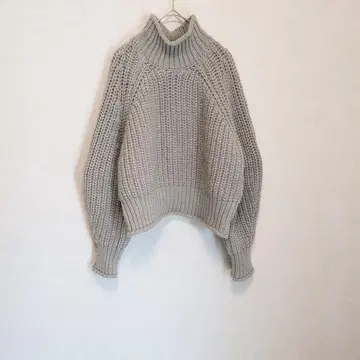 H&M 에이치앤엠 청키 니트 그레이 M 로우 게이지 하이넥