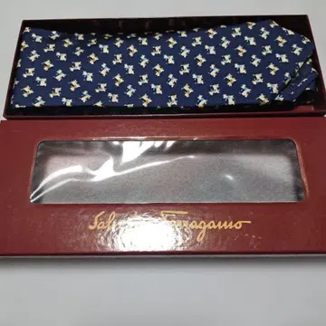 Salvatore Ferragamo 넥타이 강아지 패턴 네이비
