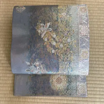 포멀 후쿠로 오비 꽃과 새 자수