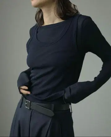 새상품급 anuke Layered Rib Tops 네이비 세탁 가능