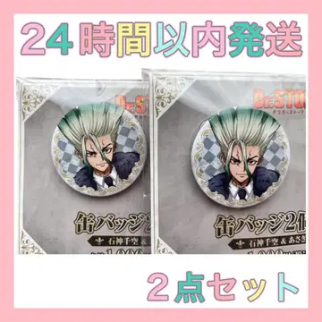 2세트 Dr.STONE 캔뱃지 훼미리마트 이시가미 센쿠 닥스트