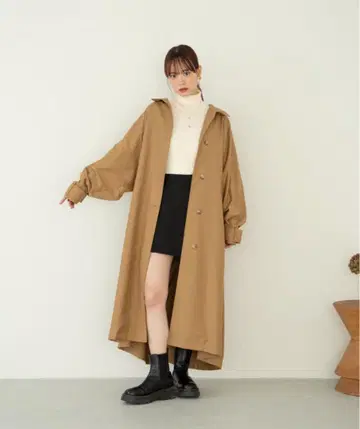 새상품 hinari 스탠드 카라 롱 코트