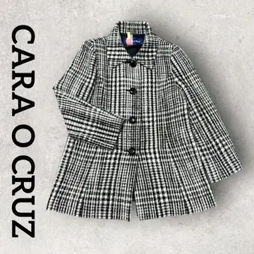 CARA O CRUZ 트위드 자켓 플레어 코트 (9) 화이트 블랙