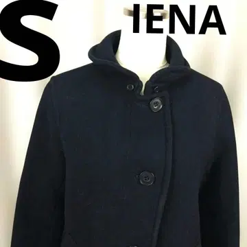 IENA 네이비 울 피코트 S 사이즈 후드 부착 버튼 여밈 안감 있음 a