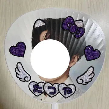 부채 데코 부품 스톤 타츠야 고양이 귀 하트 보라색