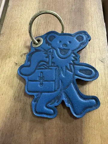 그레이트풀 데드 데드베어 가죽 키링 블루