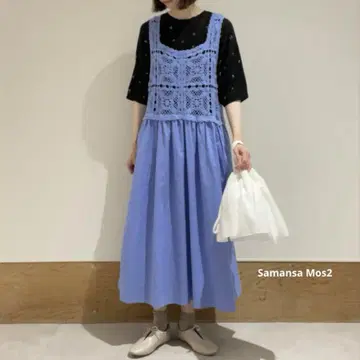 [ 새상품급 ] 사만사 모스모스 크로셰 뜨개질풍 뷔스티에 원피스 블루