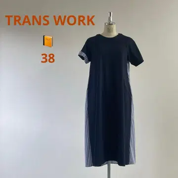 네이비와 스트라이프 반팔 A라인 원피스