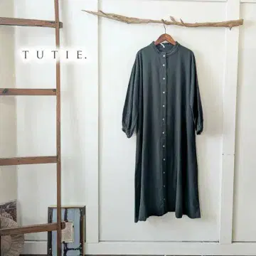 TUTIE 쓰치에 옷깃 프릴 셔츠 원피스