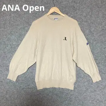 ANA Open 레어 베이지 캐시미어 100% 긴팔 스웨터 LL 사이즈
