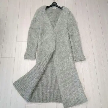 후미카우치다 롱 가디건 모헤어 그레이