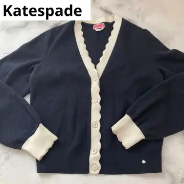 katespade 네이비와 화이트의 가디건 스캘럽