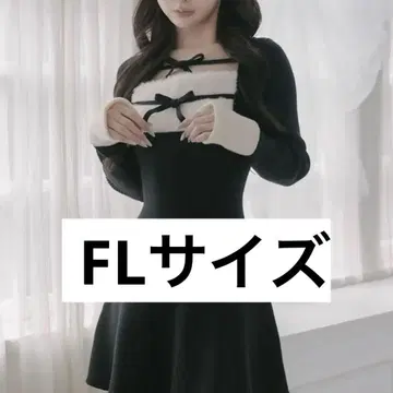 Darich 리본 퍼 플레어 니트 미니 원피스