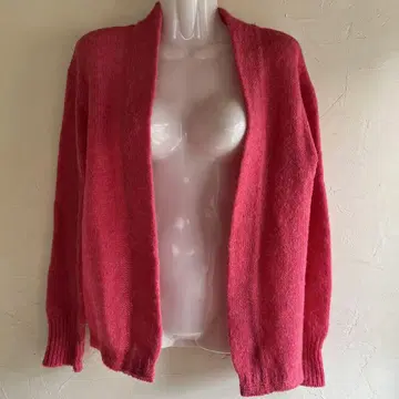 핑크 긴팔 가디건 45cm 모 100%