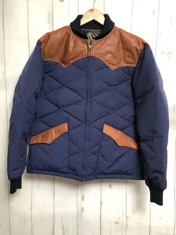 unknown 다운 자켓 일본제 천연 가죽 요크
