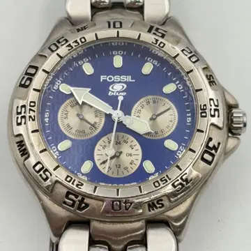 파슬 블루 쿼츠 남성용 워치 실버 0818-S6714h