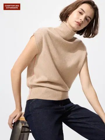 UNIQLO 캐시미어 하이넥 스웨터/슬리브리스