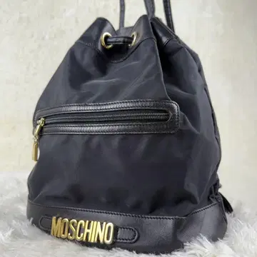 새상품급 MOSCHINO 모스키노 백 복조리 로고 메탈 블랙 가죽