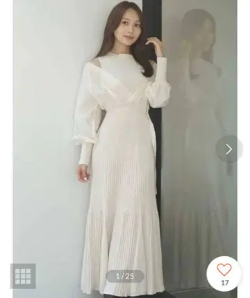 머큐리 듀오 이소재 도킹 플레어 롱 슬리브 니트 원피스