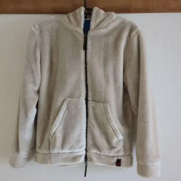 플리스 자켓 후드 부착 크림색