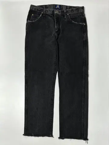 Wrangler 블랙 스트레이트 데님 프린지 허리 84cm