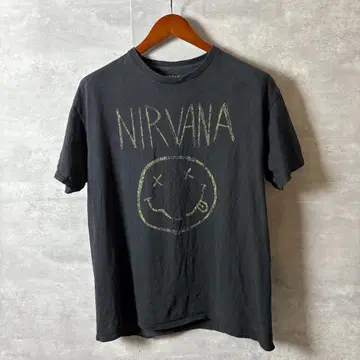 NIRVANA 밴드T 스마일 로고 음악 L 블랙