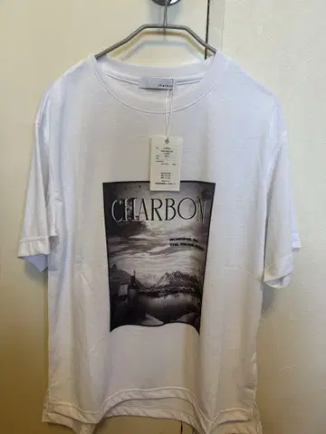 CHARBON 포토 프린트 T셔츠 S 화이트