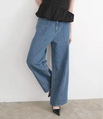 LIAN 패널 라인 와이드 데님 팬츠