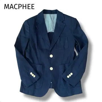 MACPHEE 맥피 테일러드 자켓 다크 네이비 골드 버튼 린넨 38