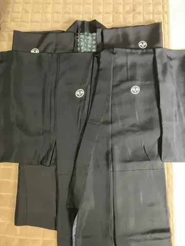 문장 기모노 블랙 겉옷과 기모노