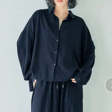 미사용품 LEPSIM 멀티 절개 셔츠 셔츠 네이비