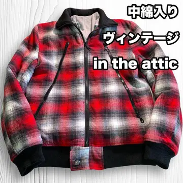 90's 블루종 충전솜 옴브레 체크 아우터 빈티지 L 사이즈