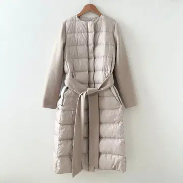 ESTNATION 다운 코트 노카라 베이지 38