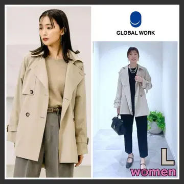 글로벌 워크 에어카루 미들 트렌치코트 베이지 L 사이즈