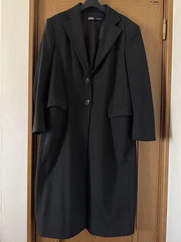 ZARA 여성용 드레스 캐주얼 블랙 롱 코트 L 새상품급