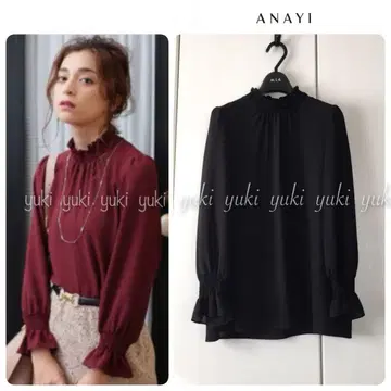 ANAYI 조젯 셔링 블라우스 블랙