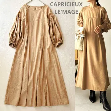 카프리슈 레마쥬 뷔스티에 SET 퍼프 원피스 롱 7부 소매 플레어