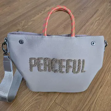 PEACEFUL 자수 그레이 숄더백