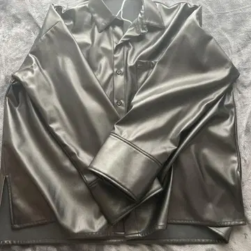 블랙 가죽 자켓 긴팔 셔츠