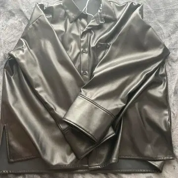 블랙 가죽 자켓 긴팔 셔츠