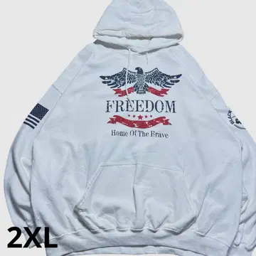 USA 구제 의류 FREEDOM 화이트 오버 사이즈 풀오버 후드티