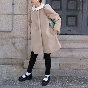 UNMINOU 더블 버튼 베어 코트